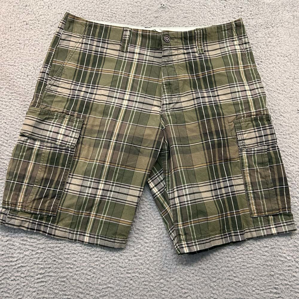 Eddie Bauer Shorts Mens Chino Size 35 X 10.5 In Plaid Golfer Fishing Hiking